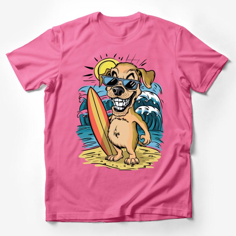 Surfing Dog T-Shirt Fun Beach Wave Surfer Doggo Graphic Tee Summer Aloha Beachwear Casual Shirt Male T-Shirt