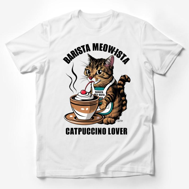 Cat Lover T-Shirt, Barista Meowista Catpucino Graphic Tee, Funny Cat Coffee Shirt, Cute Kitten Barista Top, Gift for Coffee Lovers Male T-Shirt