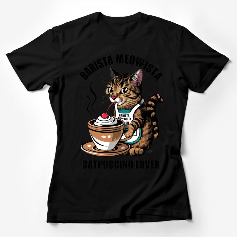 Cat Lover T-Shirt, Barista Meowista Catpucino Graphic Tee, Funny Cat Coffee Shirt, Cute Kitten Barista Top, Gift for Coffee Lovers Female T-Shirt