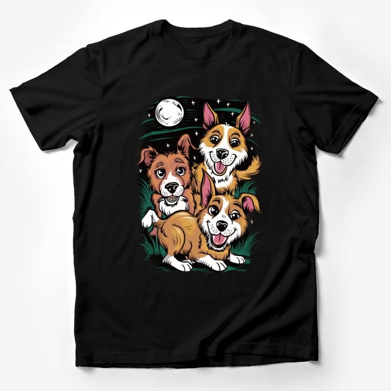 Cartoon Dog Family T-Shirt, Cute Puppy Graphic Tee, Dog Lover Gift, Unisex Adult and Kids Shirt, Fun Animal Illustration Top Male T-Shirt