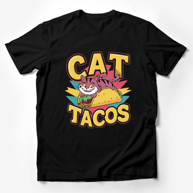 Funny Cat Tacos T-Shirt, Cute Kitten in Taco Tee, Colorful Casual Unisex Shirt, Unique Foodie Cat Lover Gift, Graphic Tee for All Ages Male T-Shirt