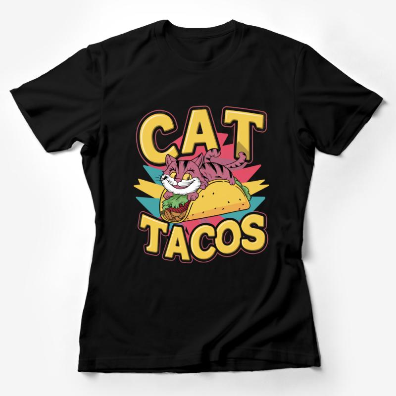 Funny Cat Tacos T-Shirt, Cute Kitten in Taco Tee, Colorful Casual Unisex Shirt, Unique Foodie Cat Lover Gift, Graphic Tee for All Ages Female T-Shirt