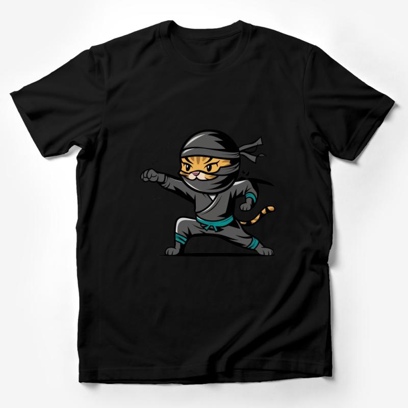 Ninja Cat T-Shirt, Funny Martial Arts Kitty Tee, Cartoon Cat Lover Gift, Unisex Graphic Tee, Cool Cat Ninja Warrior Top, Unique Apparel Male T-Shirt