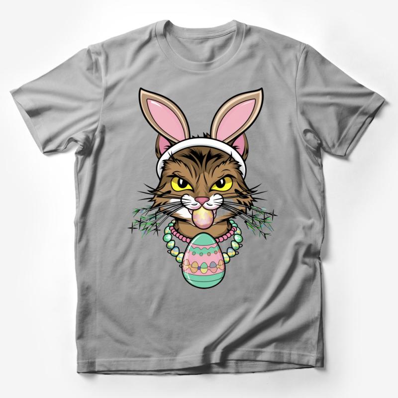 Easter Bunny Cat T-Shirt, Cute Kitten with Bunny Ears, Spring Celebration Tee, Fun Easter Egg Hunt Apparel, Unisex Male T-Shirt