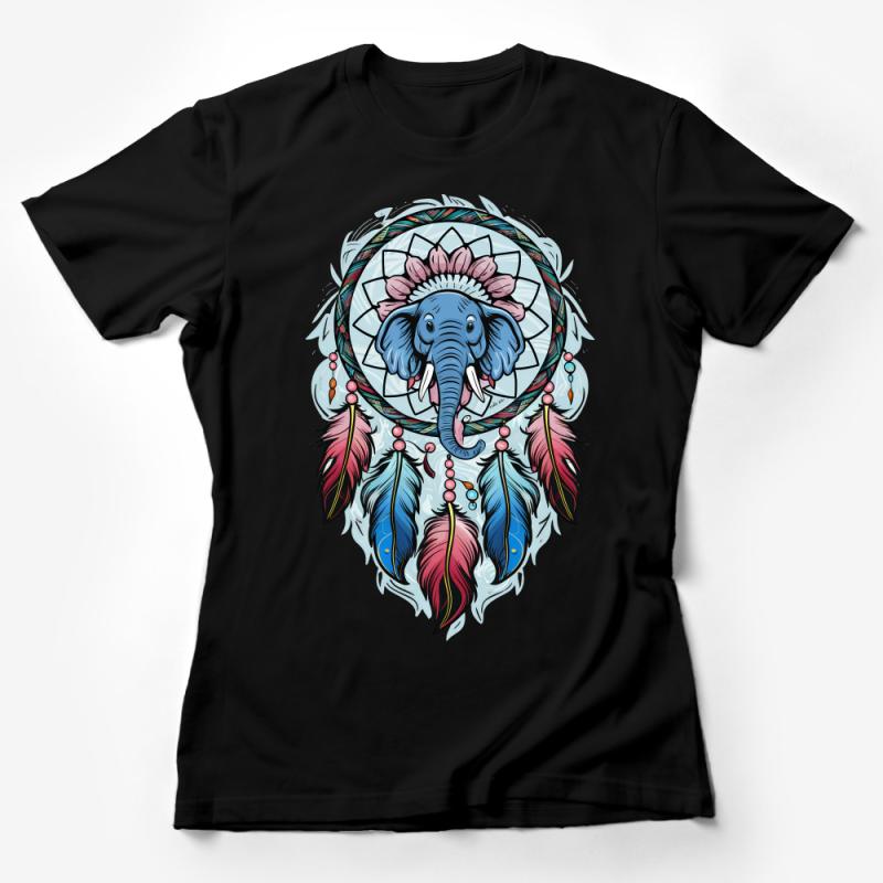 Boho Elephant T-Shirt, Dreamcatcher Graphic Tee, Floral Mandala Animal Print, Unisex Casual Shirt, Bohemian Style Top, Gift for Her Him Female T-Shirt