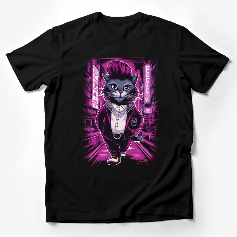 Hipster Cat T-Shirt, Urban Feline Graphic Tee, Cool Cat in Suit Illustration, Cat Lover Gift, Unique Animal Fashion Top, Unisex Clothing Male T-Shirt