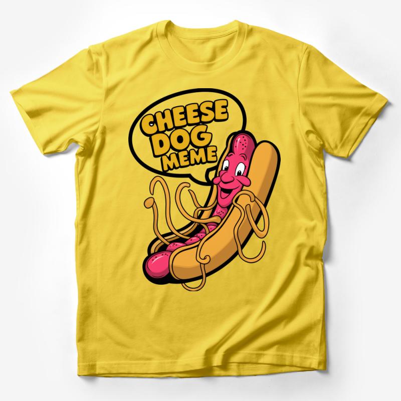 Funny Cheese Dog Meme T-Shirt, Novelty Hot Dog Tee, Quirky Cartoon Shirt, Unisex Graphic Tee, Casual Streetwear, Food Humor Shirt Male T-Shirt