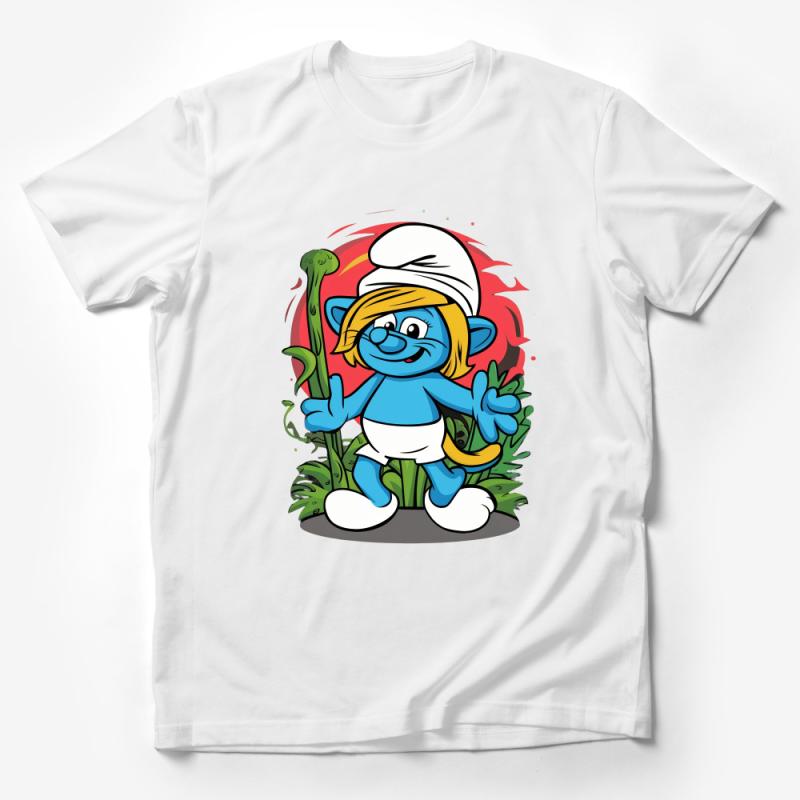 Smurf Cartoon Character T-Shirt, Unisex Blue Smurf Graphic Tee, Fun Vintage Style Shirt for All Ages Male T-Shirt