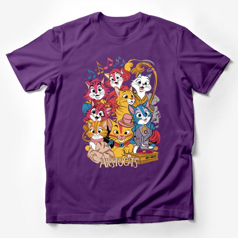 Colorful Aristocats T-Shirt, Disney Cat Characters Tee, Musical Feline Family, Unisex Kids and Adult Sizes Male T-Shirt