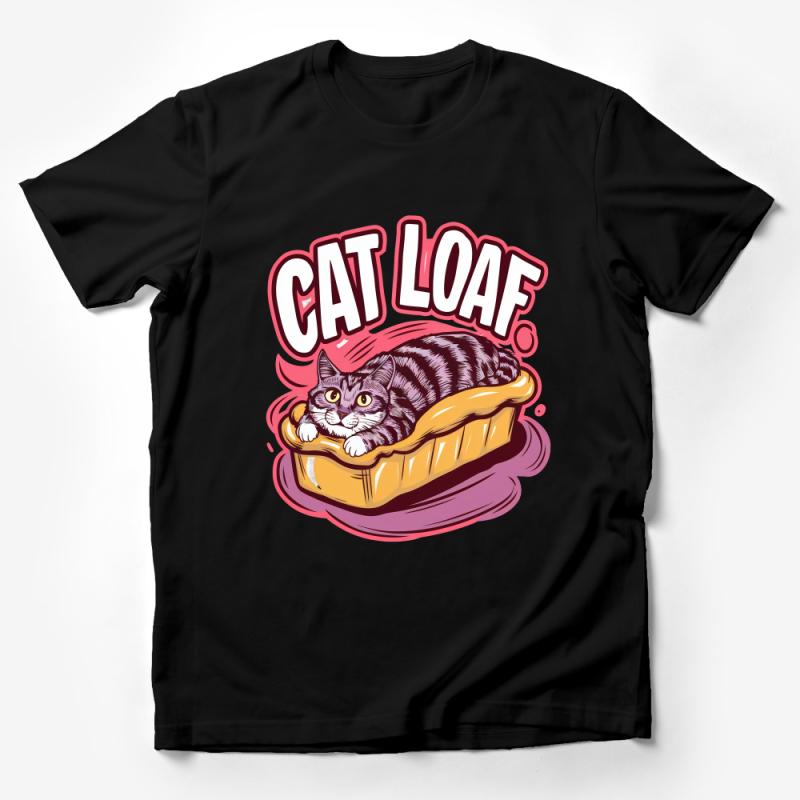 Cat Loaf T-Shirt, Cute Kitten Bread Loaf Graphic Tee, Whimsical Cat Lover Gift, Unisex Cotton Shirt, Pet Humor Apparel, Casual Top Male T-Shirt