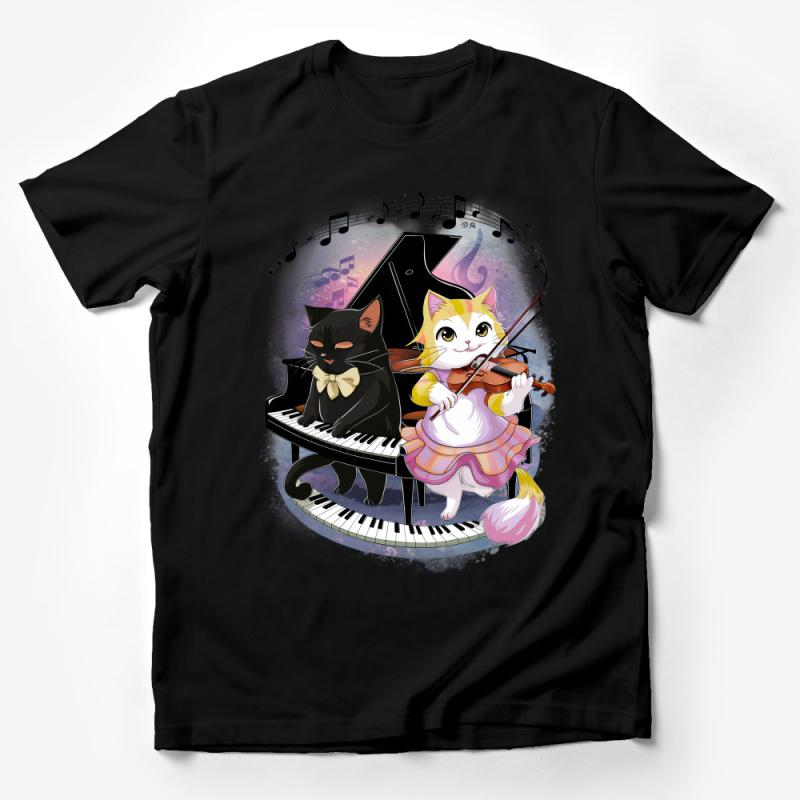 Cat Orchestra T-Shirt, Musical Cats Playing Piano and Violin, Cute Feline Musicians Tee, Artistic Pet Lovers Gift, Unisex Shirt Male T-Shirt