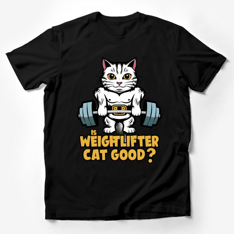 Funny Weightlifter Cat T-Shirt, Cute Gym Workout Tee, Fitness Kitten Shirt, Unique Cat Lover Gift, Unisex Graphic Tee Male T-Shirt