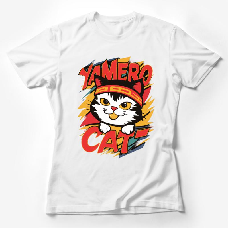 Yamero Cat T-Shirt, Funny Anime Cat Tee, Japanese Manga Style Shirt, Cool Cat Lover Gift, Unique Graphic Kitten Top, Unisex Shirt Female T-Shirt