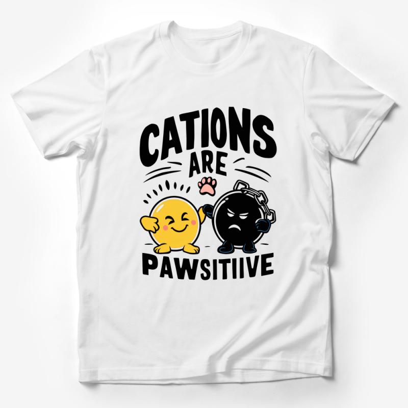 Funny Cat Pun T-Shirt, Cations Are Pawsitive Tee, Cute Chemistry Kitten Shirt, Science Cat Lover Gift, Unisex Graphic Tee Male T-Shirt