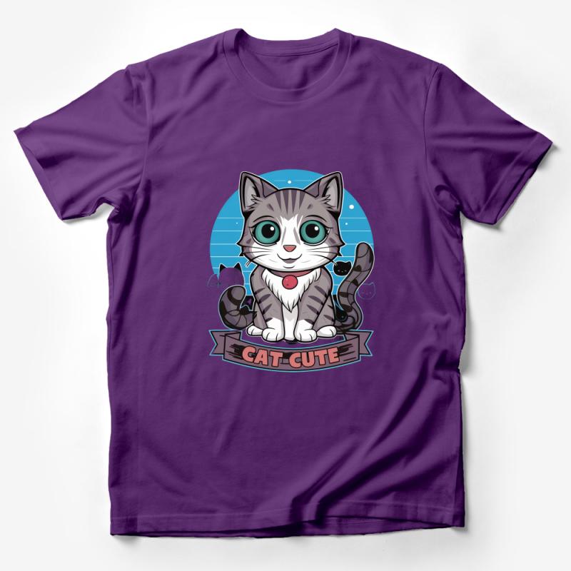 Cute Cat T-Shirt, Whimsical Kitty Graphic Tee, Pet Lover Casual Top, Animal Print Shirt, Unisex Cat Design, Cool Feline Apparel Male T-Shirt