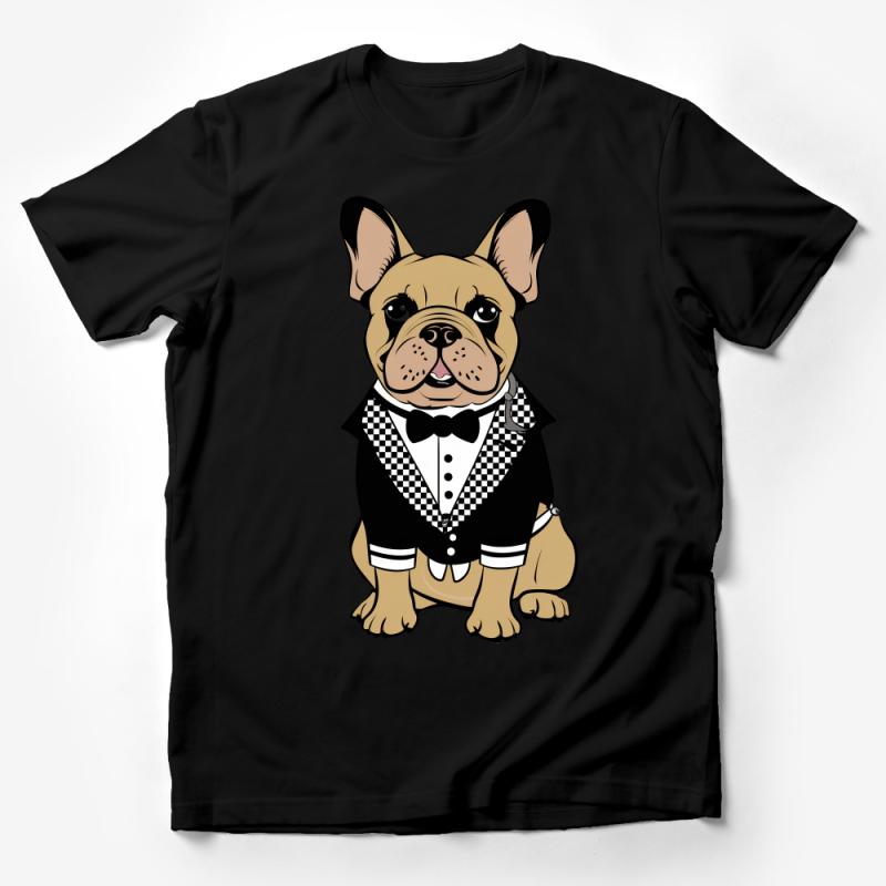 French Bulldog T-Shirt, Cute Dog in Tuxedo, Cartoon Frenchie Tee, Unisex Graphic Shirt, Animal Lover Gift, Casual Canine Top, Pet Owner Fashion Male T-Shirt