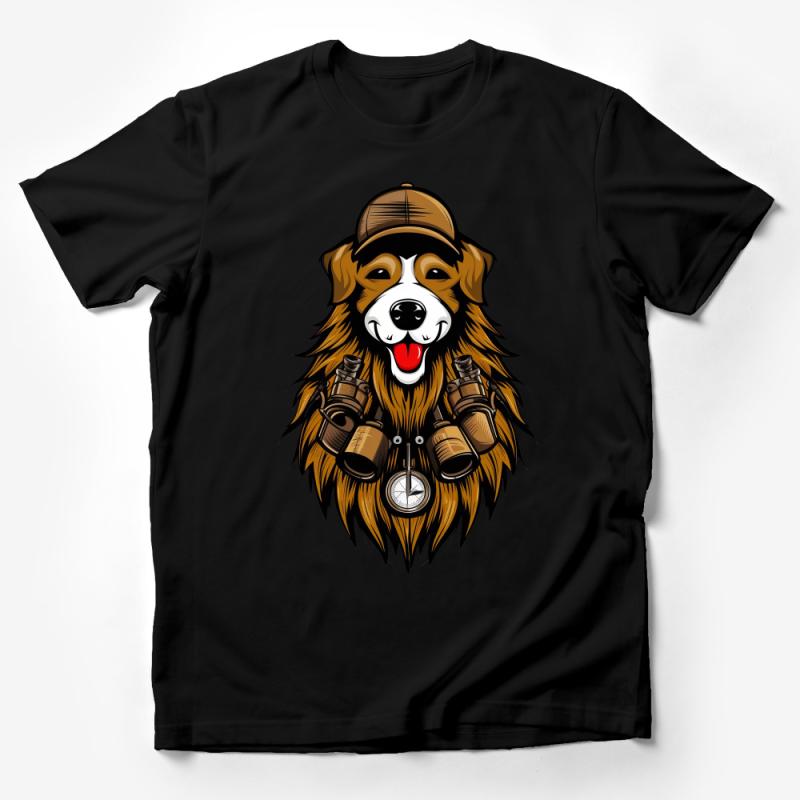 Adventure Dog T-Shirt, Graphic Tee with Cartoon Dog Explorer, Animal Lover Gift, Outdoor Hiking Pup Shirt, Unisex Tee Male T-Shirt