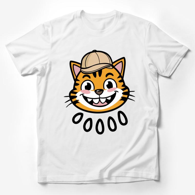 Cute Cartoon Cat T-Shirt, Kids Animal Graphic Tee, Casual Cotton Shirt, Adorable Kitten with Hat Top, Unisex Children's Clothing Gift Male T-Shirt