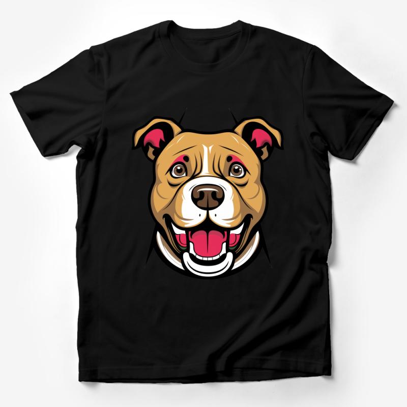 Smiling Pitbull Dog Face T-Shirt, Cute Canine Lover Tee, Unisex Graphic Tee, Animal Portrait Shirt, Pet Owner Gift Male T-Shirt