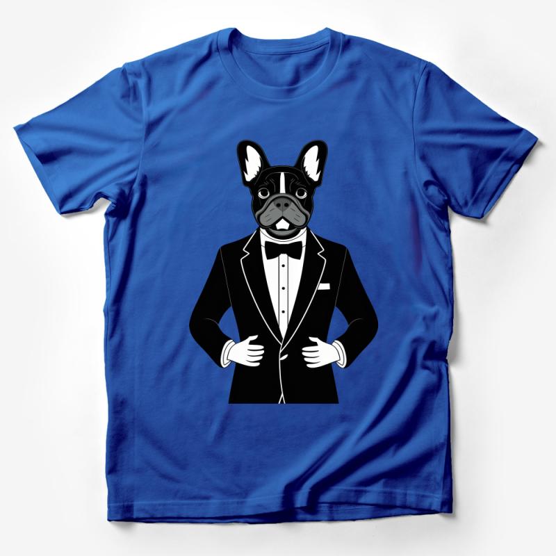 French Bulldog in Tuxedo T-Shirt, Funny Dog Lover Tee, Unique Animal Graphic Shirt Male T-Shirt