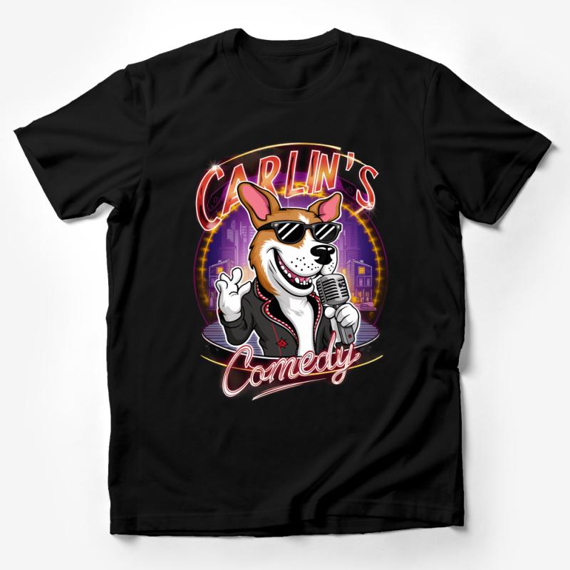 Cool Dog Comedian Graphic Tee, Funny Stand-Up Comedy T-Shirt, Unisex Casual Streetwear, Pet Lover Gift Idea Male T-Shirt