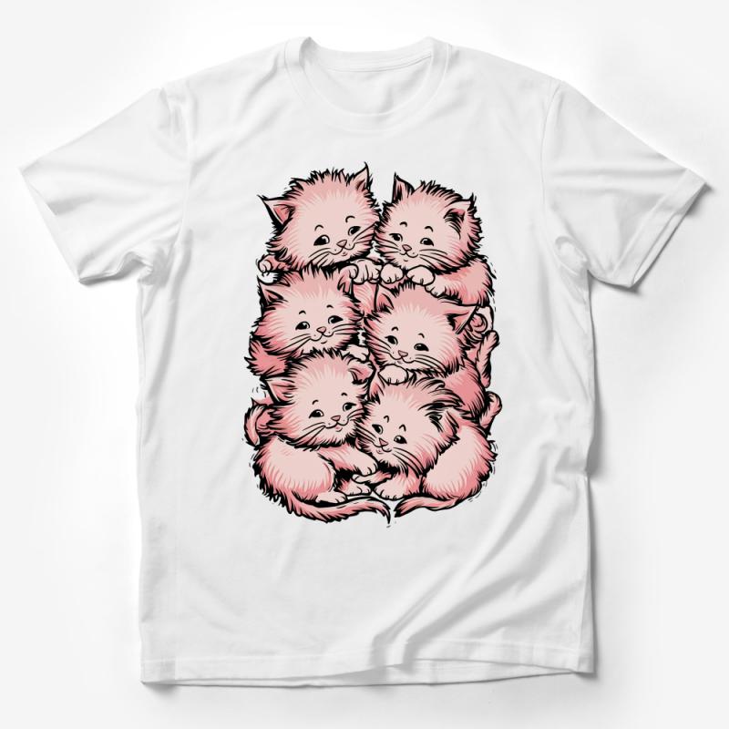 Cute Cat Cluster T-Shirt, Adorable Kitten Pile Tee, Cat Lover Gift, Soft Cotton Unisex Shirt Male T-Shirt