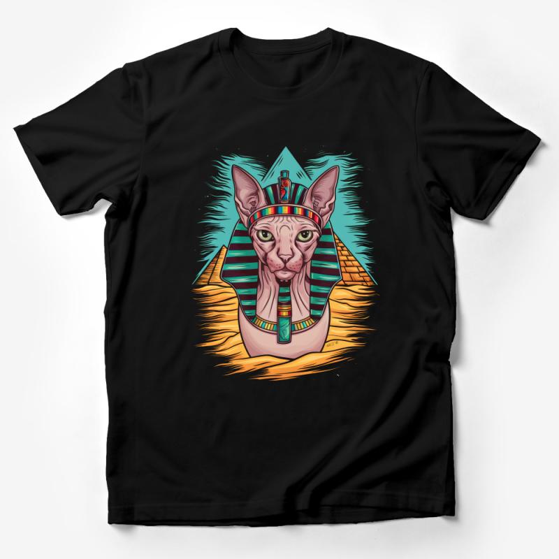 Egyptian Sphinx Cat T-Shirt, Unique Sphynx Cat Graphic Tee, Ancient Egypt Inspired Shirt, Unisex Cotton Tee, Gift for Cat Lovers Male T-Shirt