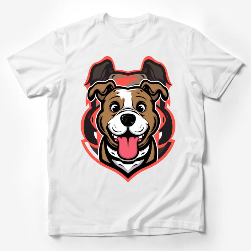 Cartoon Bulldog Mascot Graphic Tee, Dog Lover T-Shirt, Cute Animal Print, Kids and Adults Unisex Shirt, Casual Wear Male T-Shirt