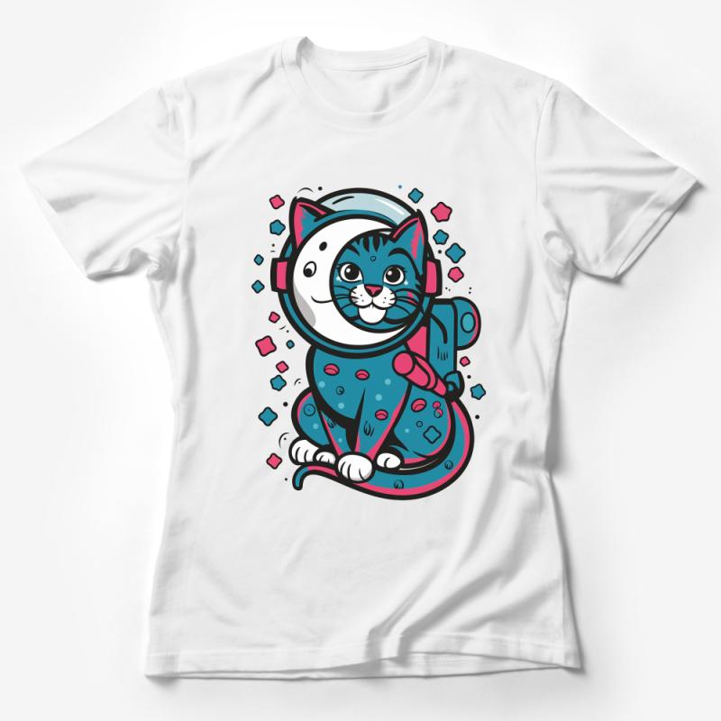 Cat Astronaut T-Shirt, Cute Space Kitty Tee, Unisex Graphic Shirt for Cat Lovers, Cosmic Feline Apparel Female T-Shirt