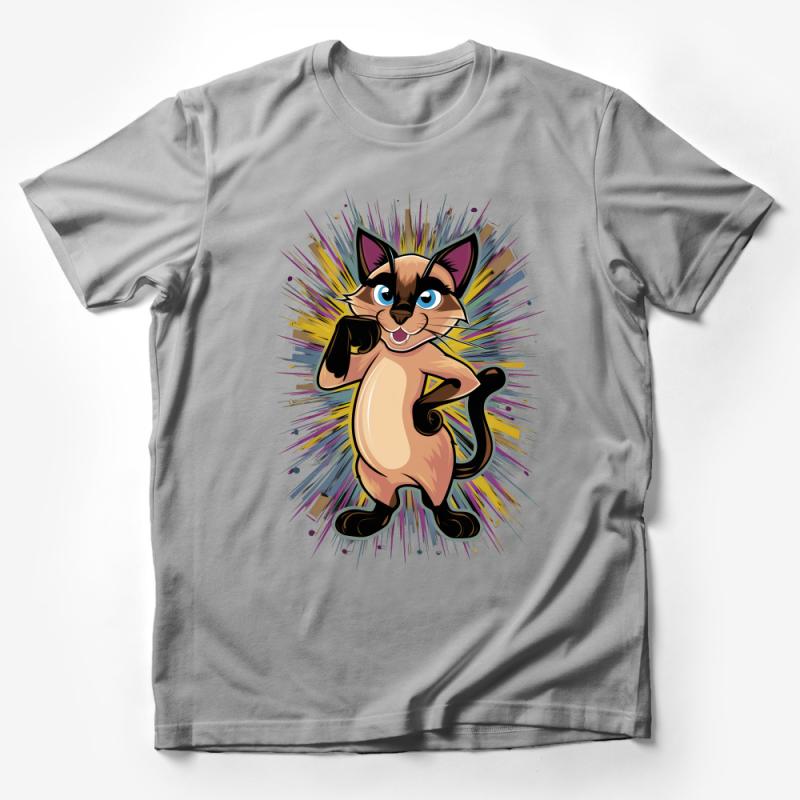 Cool Cat T-Shirt, Funky Cartoon Cat Tee, Unisex Adult Graphic Shirt, Casual Streetwear, Unique Illustration Apparel, Gift for Cat Lovers Male T-Shirt