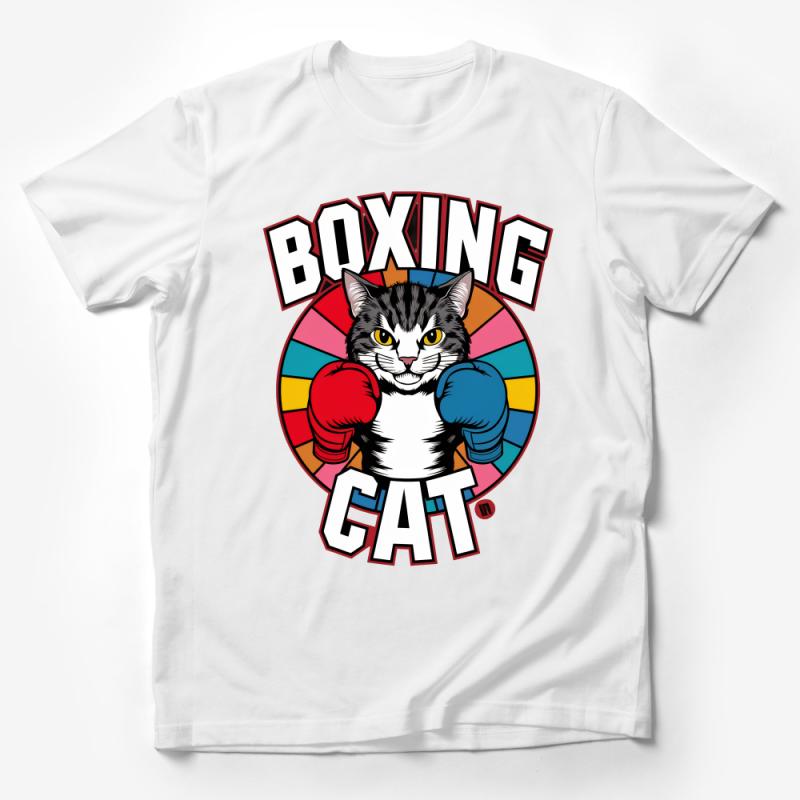 Cat Boxing T-Shirt, Funny Feline Boxer Tee, Pet Lover Gift, Unisex Graphic Shirt, Athletic Kitty Top, Casual Sportswear Male T-Shirt