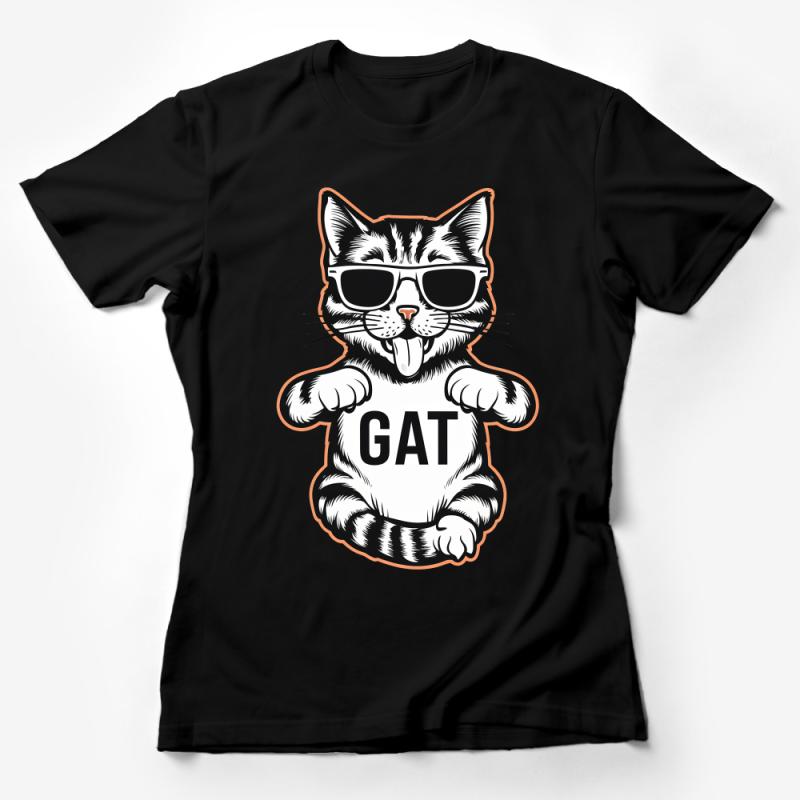 Cool Cat with Sunglasses T-Shirt, Funny Graphic Tee, Unisex Casual Shirt for Cat Lovers, Trendy Feline Apparel Female T-Shirt