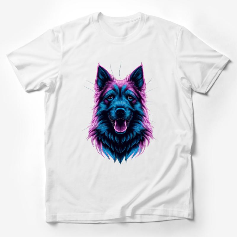 Neon Wolf T-Shirt, Colorful Artistic Animal Graphic Tee, Vibrant Cyberpunk Wolf Design, Unisex Clothing Male T-Shirt