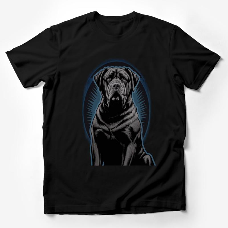 Black Mastiff Dog T-Shirt, Majestic Canine Illustration Shirt, Pet Lover Graphic Tee, Unisex Animal Portrait Apparel Male T-Shirt