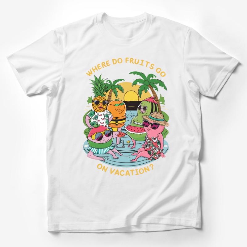 Tropical Fruit Vacation T-Shirt, Cute Summer Tee, Beach Pineapple Watermelon Fashion, Fun Holiday Gift, Unisex Graphic Shirt Male T-Shirt