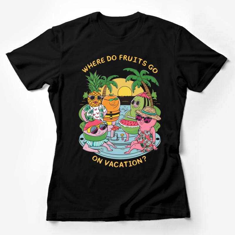 Tropical Fruit Vacation T-Shirt, Cute Summer Tee, Beach Pineapple Watermelon Fashion, Fun Holiday Gift, Unisex Graphic Shirt Female T-Shirt