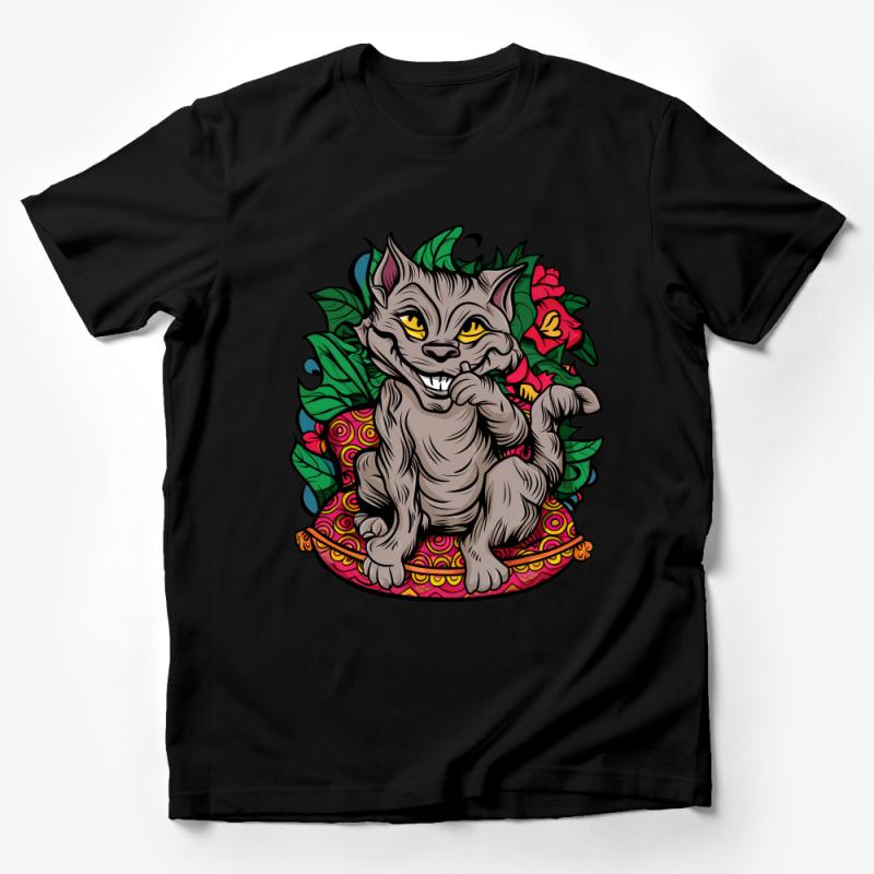 Whimsical Cat T-Shirt, Colorful Fantasy Feline, Unique Pet Lover Gift, Graphic Tee, Unisex Male T-Shirt