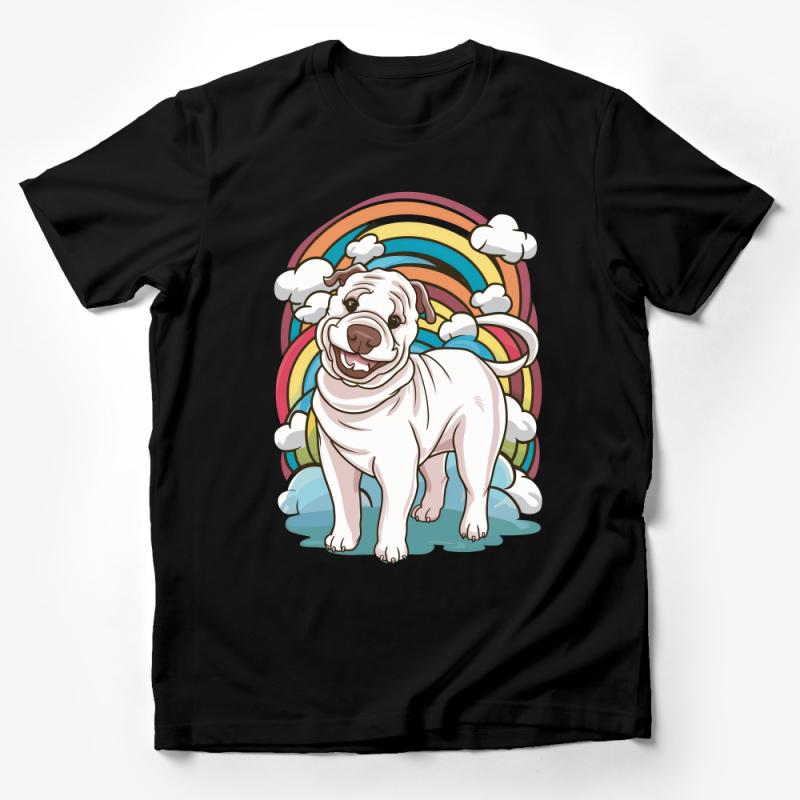 Cute Bulldog Rainbow Graphic T-Shirt, Colorful Dog Lover Tee, Unisex Pet Illustration Shirt, Casual Animal Design Top, Gift for Dog Owners Male T-Shirt