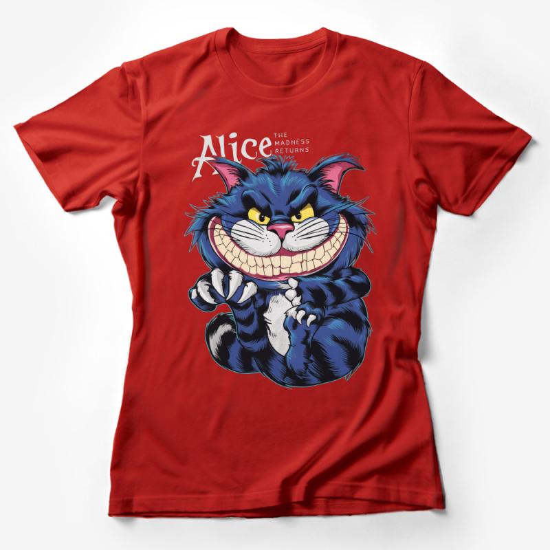 Alice Inspired Cheshire Cat Graphic Tee, Whimsical Fantasy Character T-Shirt, Unique Illustrated Apparel, Unisex Adult Clothing Female T-Shirt