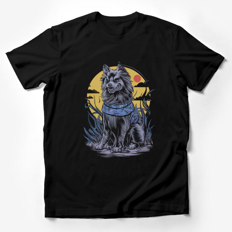 Unique Wolf Dog Graphic Tee, Nature Wilderness Animal Illustration Unisex T-shirt Male T-Shirt