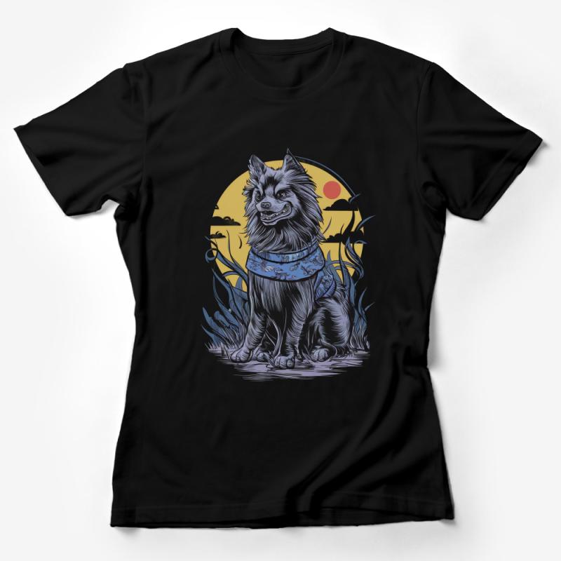 Unique Wolf Dog Graphic Tee, Nature Wilderness Animal Illustration Unisex T-shirt Female T-Shirt