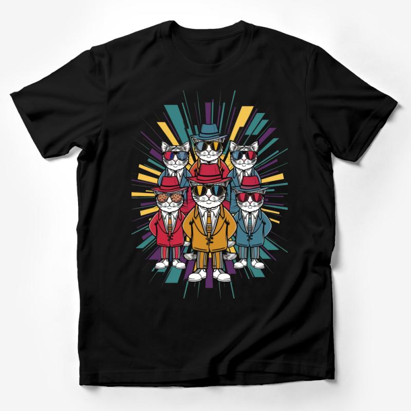 Hipster Cats T-Shirt, Cool Cats with Sunglasses, Funny Animal Shirt, Colorful Cat Lovers Tee, Funky Feline Graphic Tee, Unisex Gift Idea Male T-Shirt