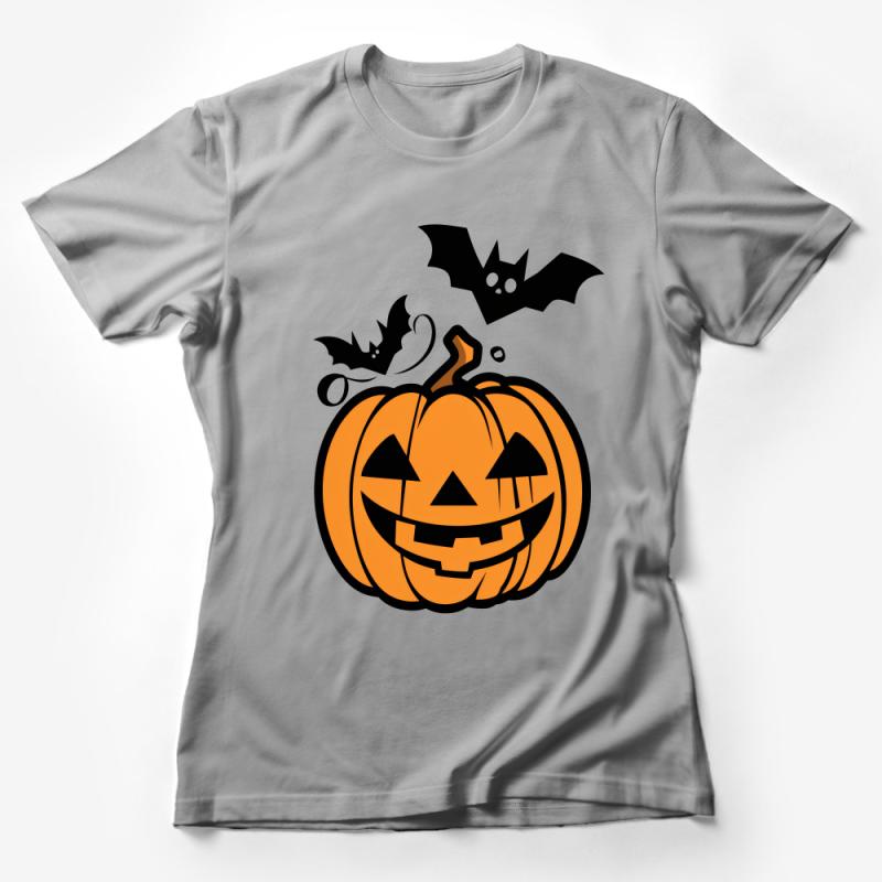 Halloween Pumpkin Bat Graphic Tee, Fun October Fall Shirt, Unisex Spooky Halloween Themed T-Shirt Female T-Shirt