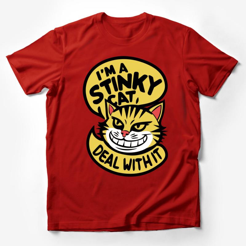 Funny Stinky Cat T-Shirt, Quirky Cat Lover Tee, Novelty Graphic Deal With It Shirt Male T-Shirt