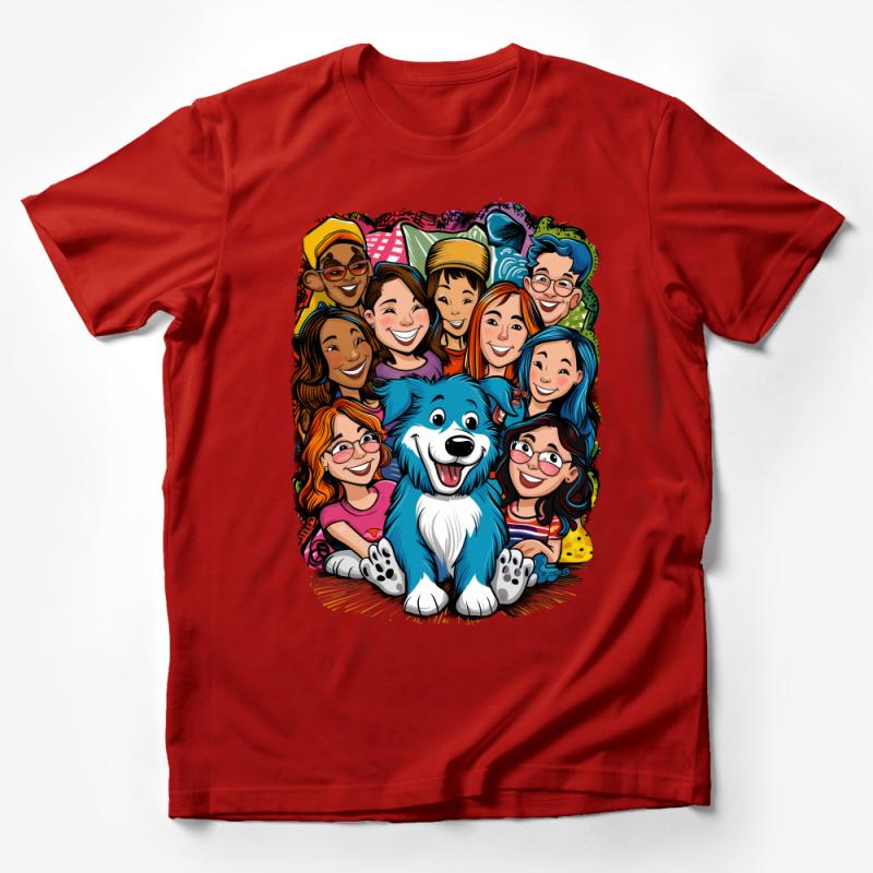 Colorful Cartoon Dog and Friends T-Shirt, Fun Quirky Shirt for All Ages, Unique Graphic Tee, Vibrant Comic Style Top Male T-Shirt