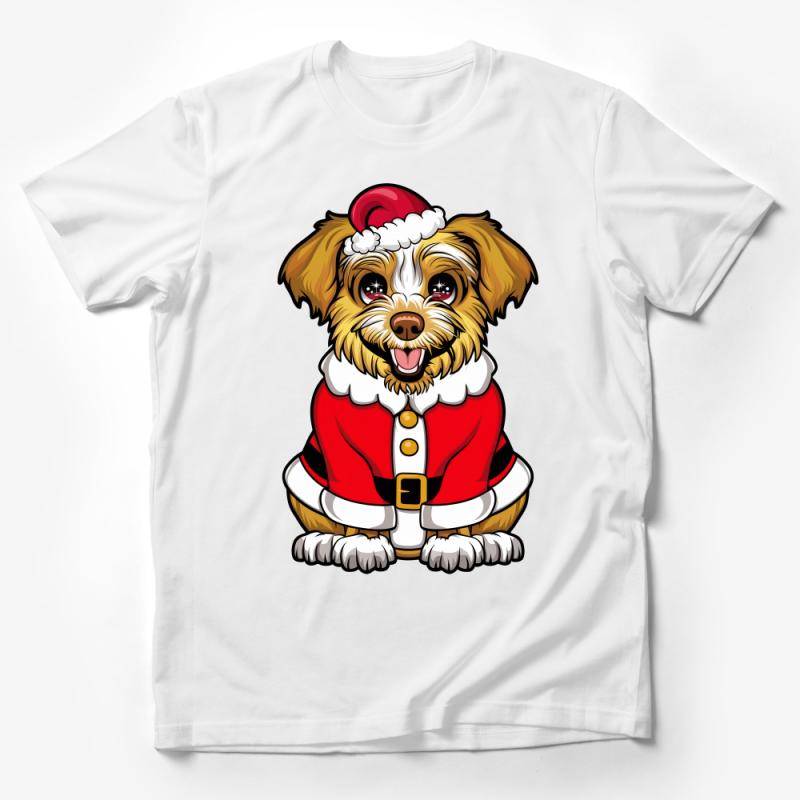 Christmas Dog T-Shirt, Cute Santa Puppy Tee, Festive Holiday Pet Shirt, Unisex Animal-Themed Apparel, Cozy Canine Lover Gift Male T-Shirt