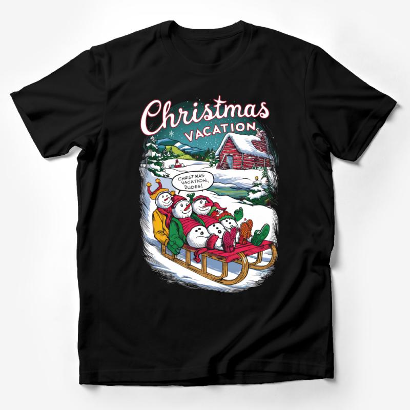 Christmas Vacation Snowman T-Shirt, Festive Holiday Apparel, Winter Family Trip Tee, Unique Holiday Gift, Unisex Christmas Shirt Male T-Shirt