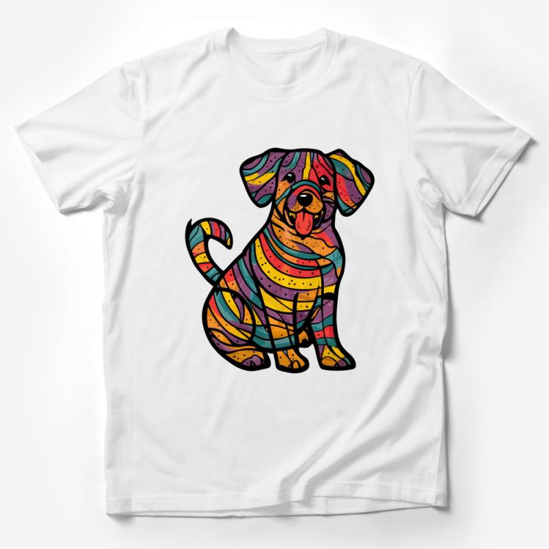 Colorful Abstract Dog T-Shirt, Geometric Pattern Puppy Tee, Artistic Animal Print Shirt, Unisex Graphic Pet Lover Top, Unique Gift Idea Male T-Shirt