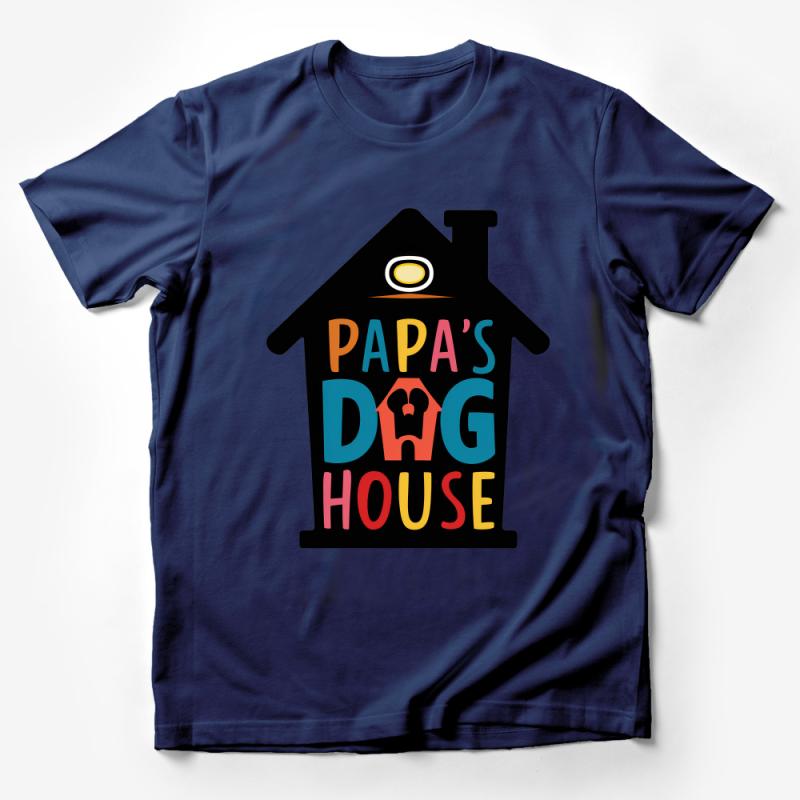 Papa's Dog House Colorful Graphic Tee, Fun Dog Lover T-Shirt, Casual Pet Owner Gift, Unique Fathers Day Shirt Male T-Shirt