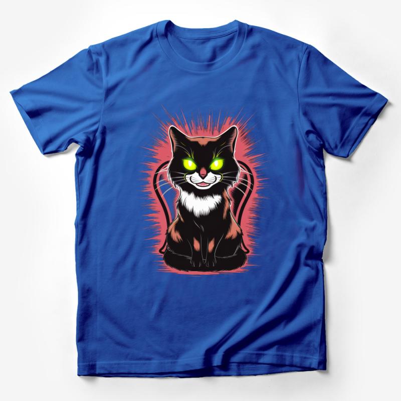 Unique Black Cat T-Shirt, Funky Feline Graphic Tee, Colorful Pet Lover Gift, Casual Cat Illustration Shirt, Unisex Cat Tee for All Ages Male T-Shirt